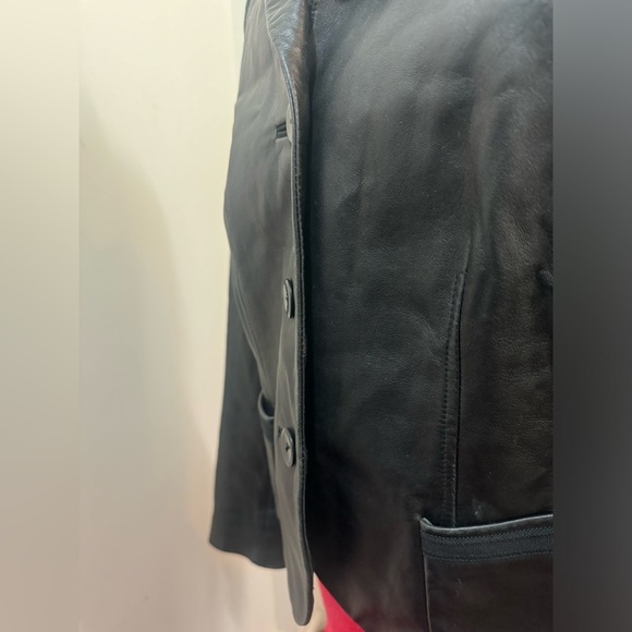 Womens Dana Buchman Black Leather Jacket 12 - Picture 7 of 8